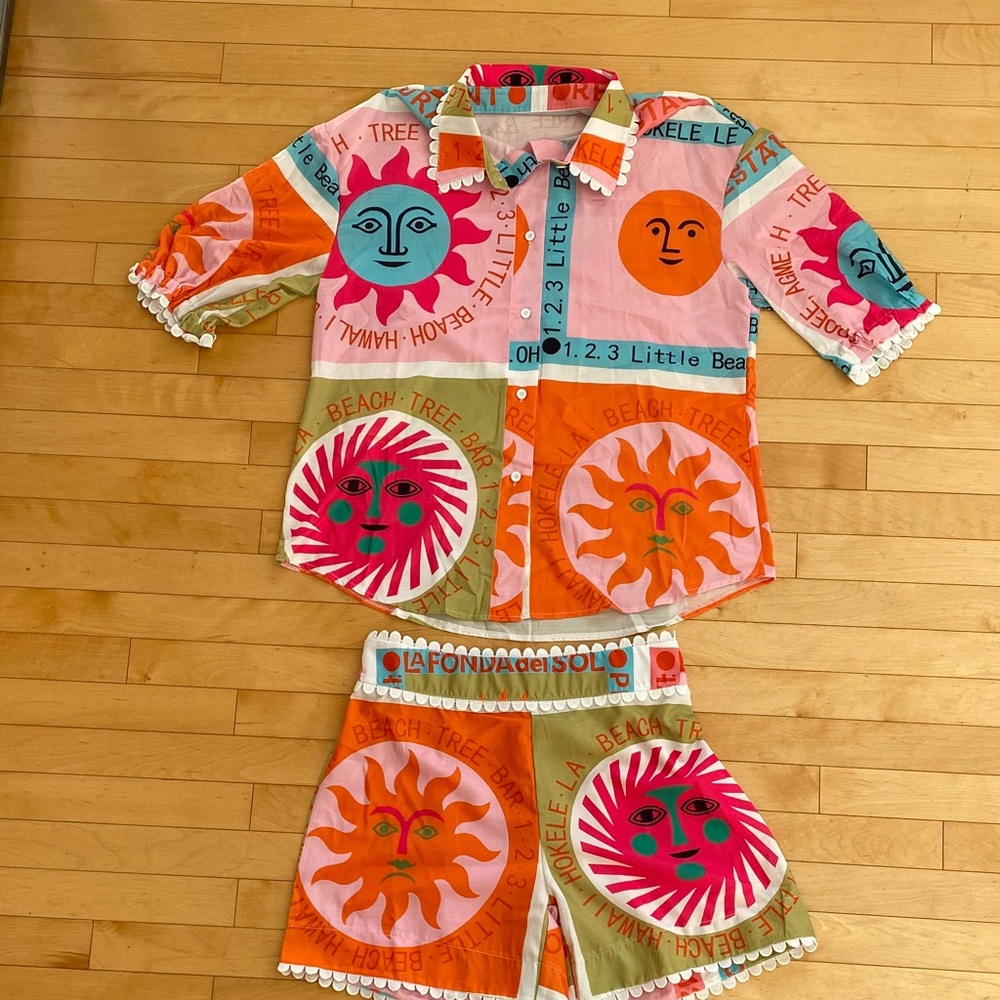 Vibrant Sun Print Women's Pajama Set